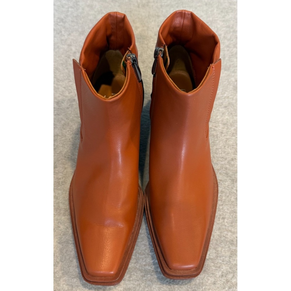 Franco Sarto L-Forta Women's Ankle Boots Brown Block Heel Side Zip Size 7.5 M